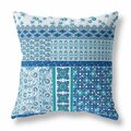 Homeroots 20 in. Patch Indoor & Outdoor Zippered Throw Pillow Blue & White & Gray 410962